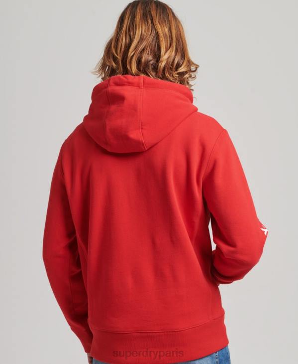 Superdry Hommes sweat à capuche appliqué D64Z655 vêtements rouge