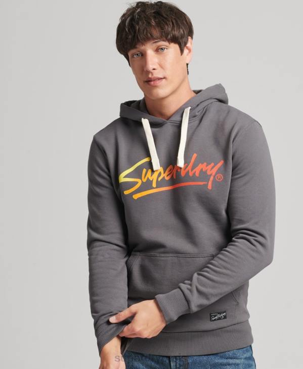 Superdry Hommes sweat à capuche avec inscription du centre-ville vintage D64Z4998 vêtements gris foncé