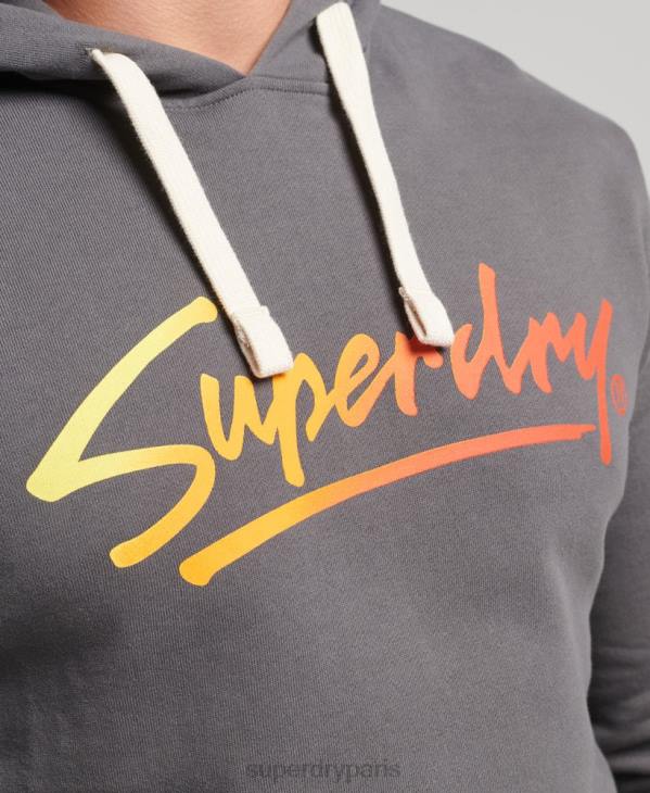 Superdry Hommes sweat à capuche avec inscription du centre-ville vintage D64Z4998 vêtements gris foncé