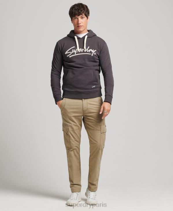 Superdry Hommes sweat à capuche avec inscription du centre-ville vintage D64Z5028 vêtements brun