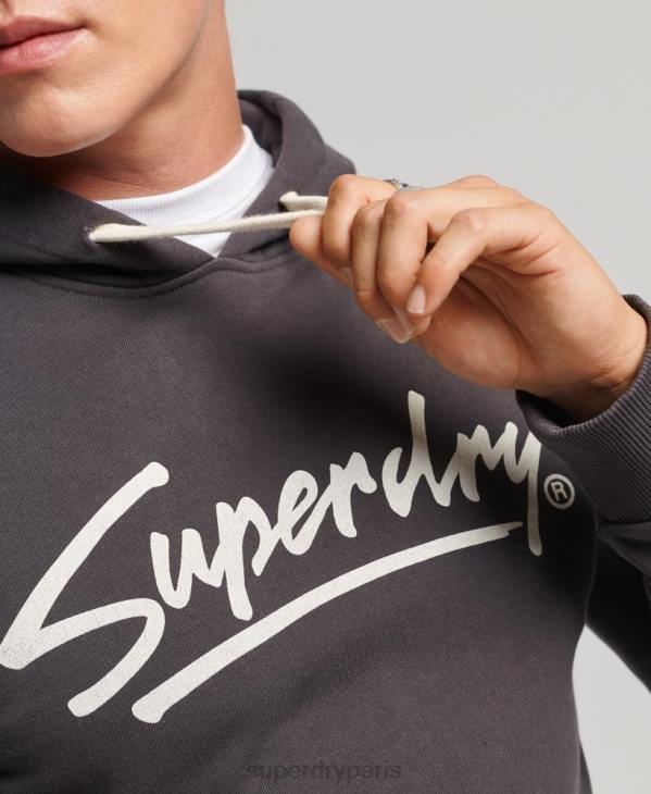 Superdry Hommes sweat à capuche avec inscription du centre-ville vintage D64Z5028 vêtements brun