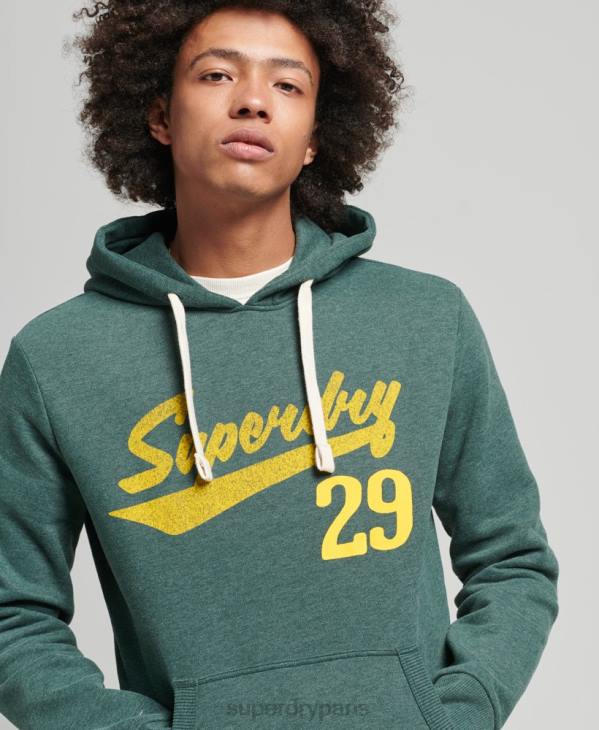 Superdry Hommes sweat à capuche avec inscription vintage Athletic City D64Z824 vêtements vert