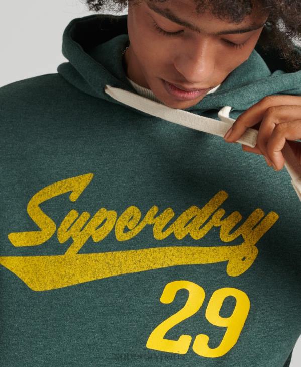 Superdry Hommes sweat à capuche avec inscription vintage Athletic City D64Z824 vêtements vert