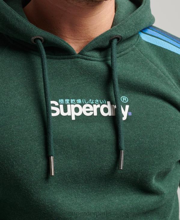 Superdry Hommes sweat à capuche avec logo et rayures sur les manches cali D64Z879 vêtements vert