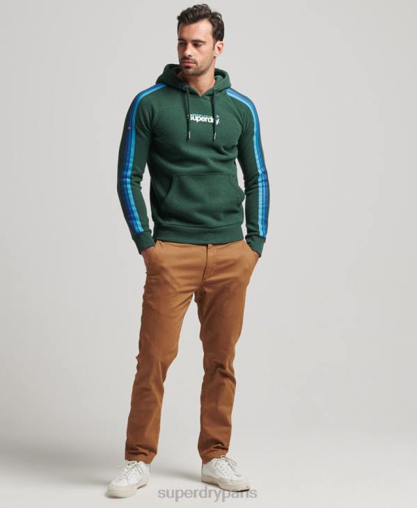 Superdry Hommes sweat à capuche avec logo et rayures sur les manches cali D64Z879 vêtements vert