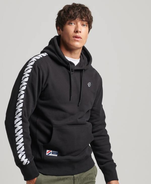Superdry Hommes sweat à capuche à bande logo D64Z563 vêtements noir