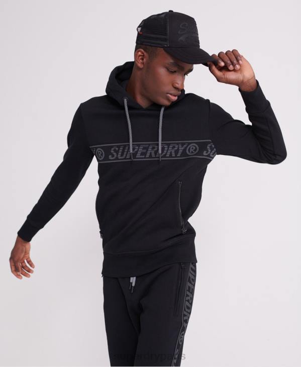 Superdry Hommes sweat à capuche à bande universelle D64Z903 vêtements noir
