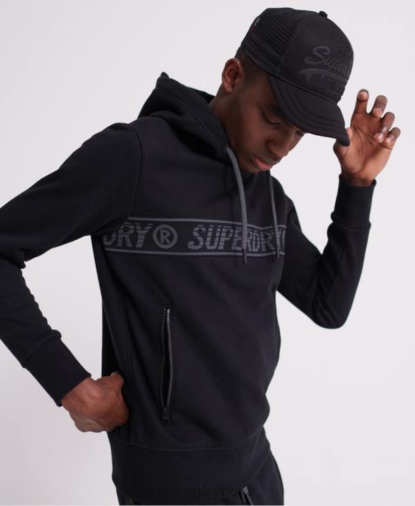 Superdry Hommes sweat à capuche à bande universelle D64Z903 vêtements noir