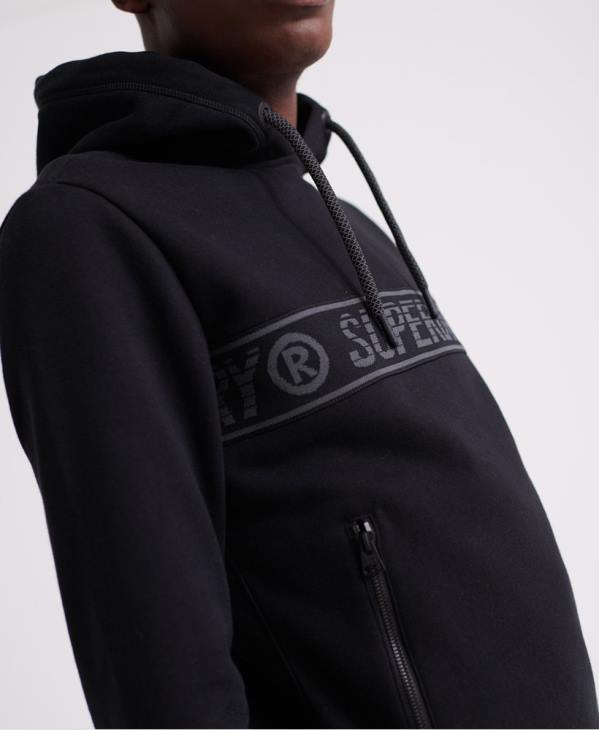 Superdry Hommes sweat à capuche à bande universelle D64Z903 vêtements noir