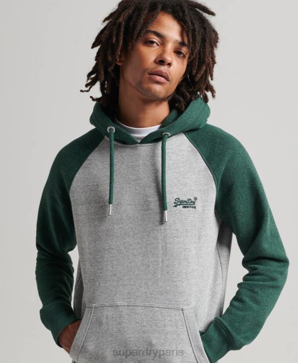 Superdry Hommes sweat à capuche baseball logo vintage en coton bio D64Z547 vêtements vert