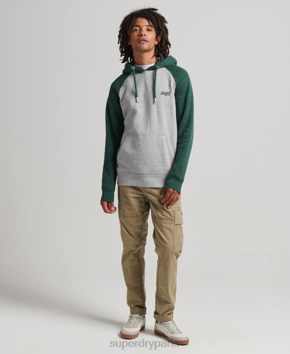 Superdry Hommes sweat à capuche baseball logo vintage en coton bio D64Z547 vêtements vert
