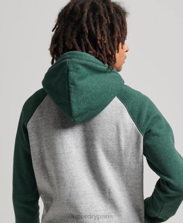 Superdry Hommes sweat à capuche baseball logo vintage en coton bio D64Z547 vêtements vert