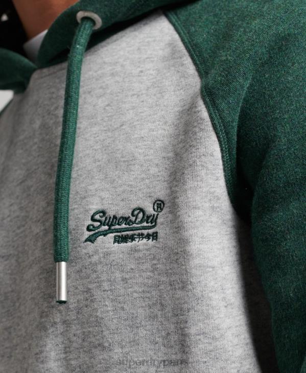 Superdry Hommes sweat à capuche baseball logo vintage en coton bio D64Z547 vêtements vert