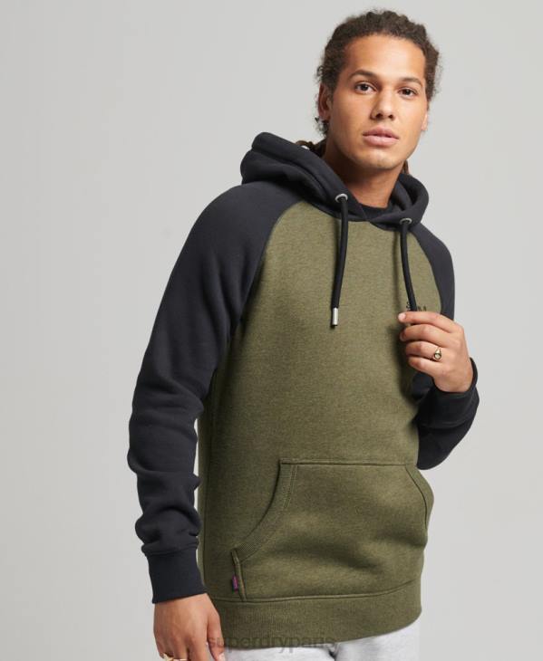 Superdry Hommes sweat à capuche baseball logo vintage en coton bio D64Z696 vêtements vert