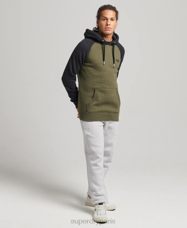 Superdry Hommes sweat à capuche baseball logo vintage en coton bio D64Z696 vêtements vert