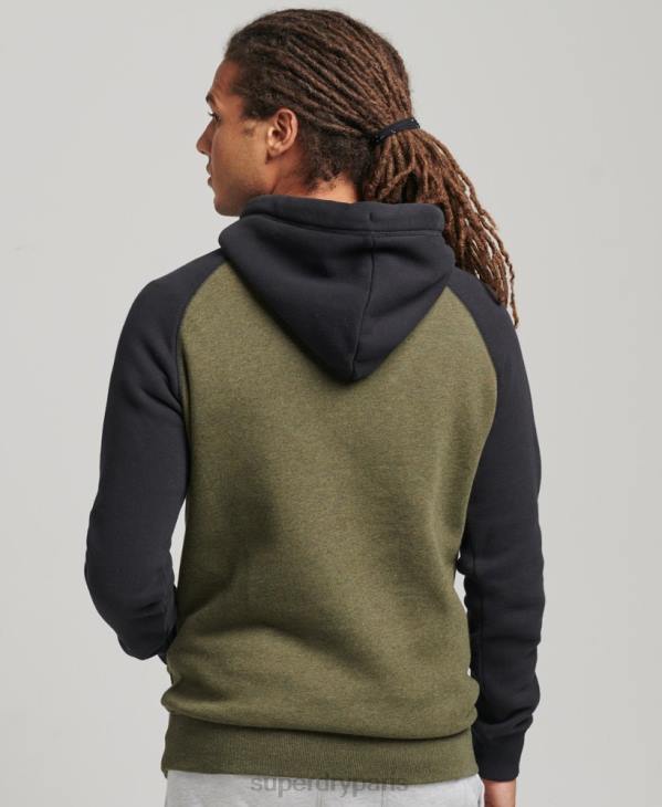 Superdry Hommes sweat à capuche baseball logo vintage en coton bio D64Z696 vêtements vert