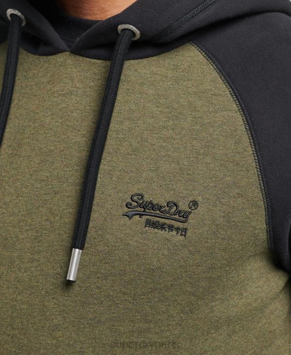 Superdry Hommes sweat à capuche baseball logo vintage en coton bio D64Z696 vêtements vert