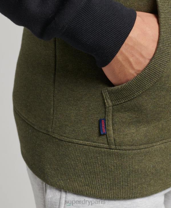 Superdry Hommes sweat à capuche baseball logo vintage en coton bio D64Z696 vêtements vert