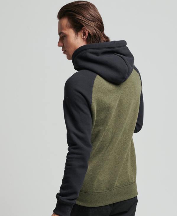 Superdry Hommes sweat à capuche baseball logo vintage en coton bio D64Z745 vêtements vert