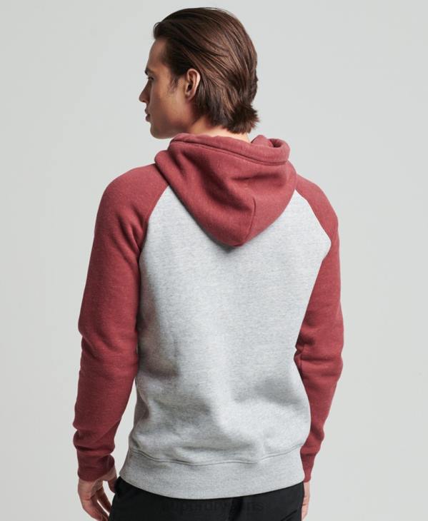 Superdry Hommes sweat à capuche baseball logo vintage en coton bio D64Z746 vêtements gris clair
