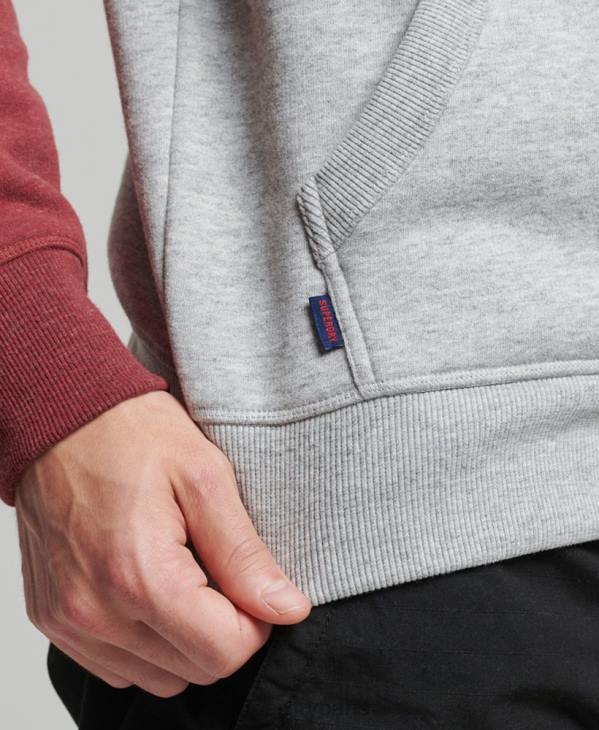 Superdry Hommes sweat à capuche baseball logo vintage en coton bio D64Z746 vêtements gris clair
