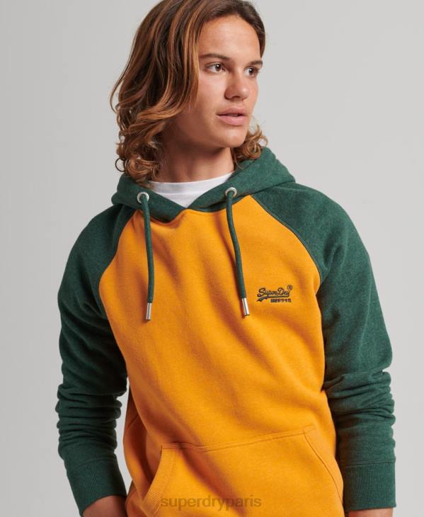 Superdry Hommes sweat à capuche baseball logo vintage en coton bio D64Z820 vêtements or