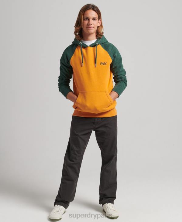 Superdry Hommes sweat à capuche baseball logo vintage en coton bio D64Z820 vêtements or