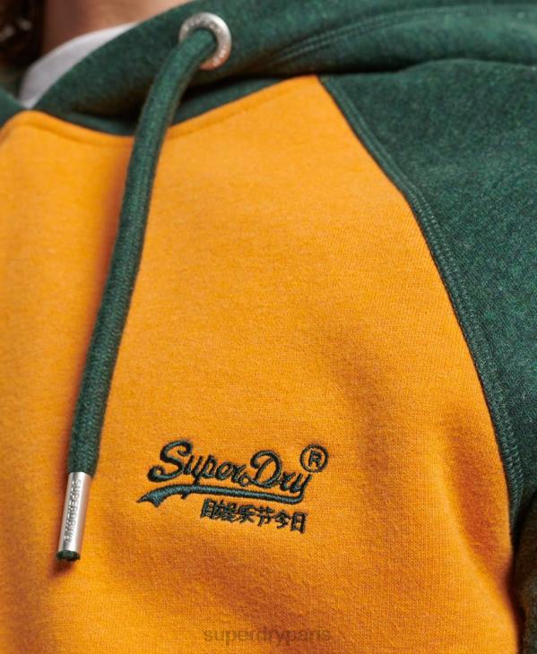 Superdry Hommes sweat à capuche baseball logo vintage en coton bio D64Z820 vêtements or