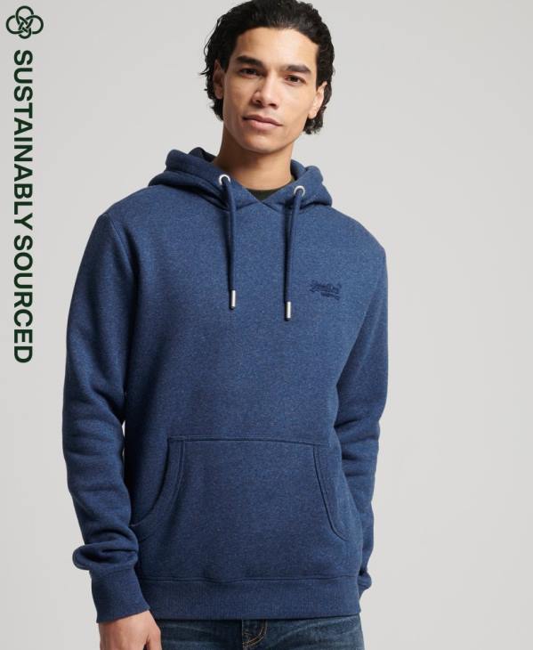 Superdry Hommes sweat à capuche brodé logo vintage en coton bio D64Z5017 vêtements bleu