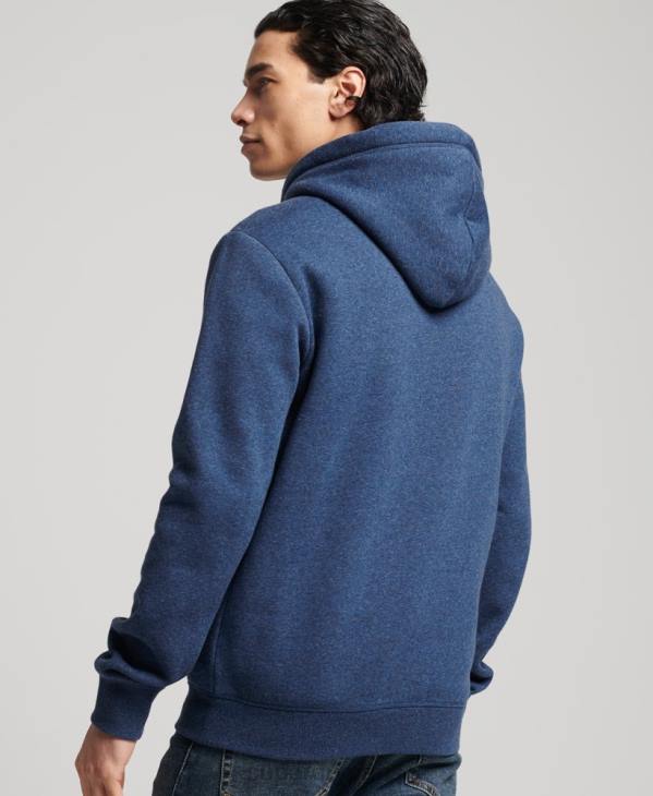 Superdry Hommes sweat à capuche brodé logo vintage en coton bio D64Z5017 vêtements bleu