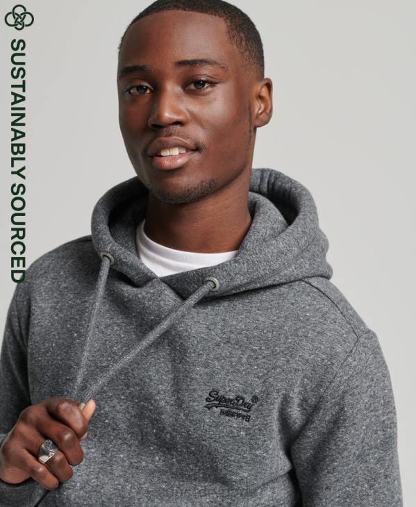 Superdry Hommes sweat à capuche brodé logo vintage en coton bio D64Z5069 vêtements gris foncé