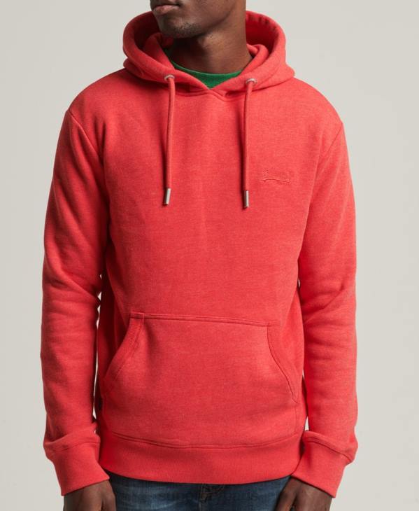 Superdry Hommes sweat à capuche brodé logo vintage en coton bio D64Z5070 vêtements rouge