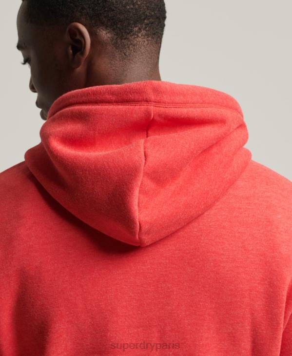 Superdry Hommes sweat à capuche brodé logo vintage en coton bio D64Z5070 vêtements rouge