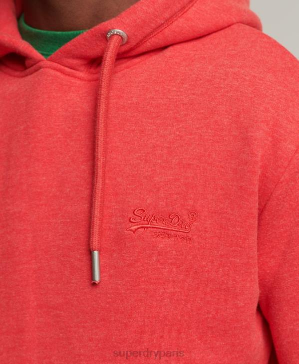 Superdry Hommes sweat à capuche brodé logo vintage en coton bio D64Z5070 vêtements rouge