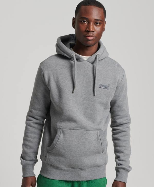 Superdry Hommes sweat à capuche brodé logo vintage en coton bio D64Z5104 vêtements gris