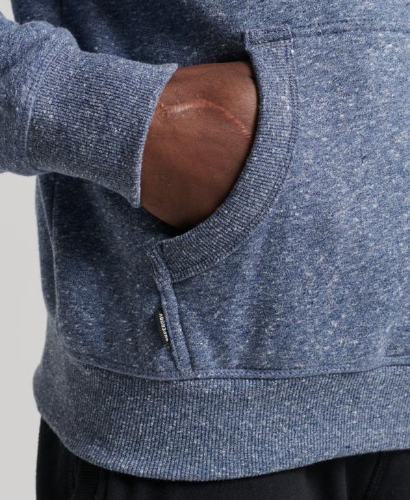 Superdry Hommes sweat à capuche brodé logo vintage en coton bio D64Z5106 vêtements bleu