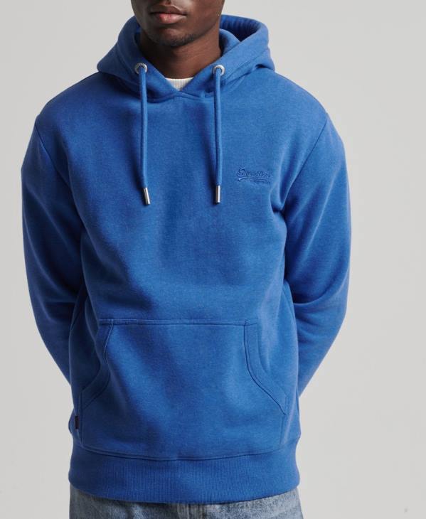 Superdry Hommes sweat à capuche brodé logo vintage en coton bio D64Z5152 vêtements bleu