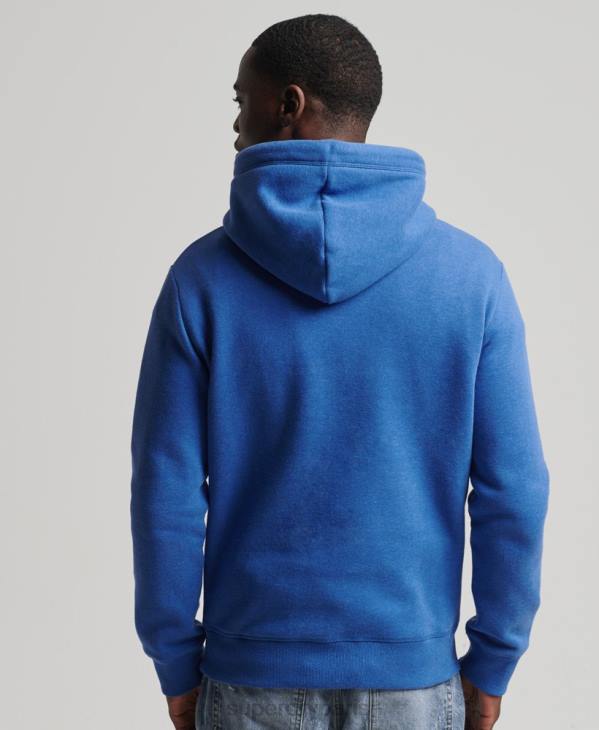 Superdry Hommes sweat à capuche brodé logo vintage en coton bio D64Z5152 vêtements bleu