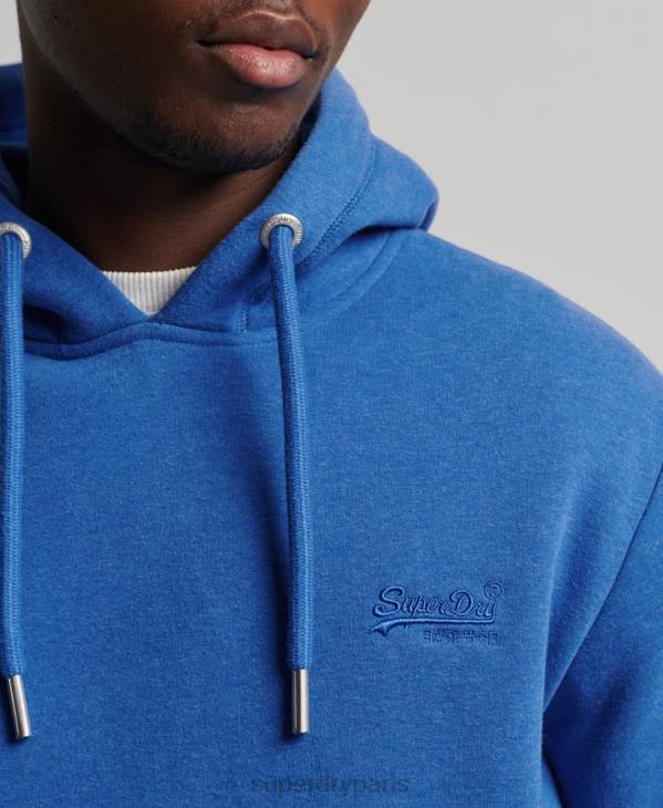 Superdry Hommes sweat à capuche brodé logo vintage en coton bio D64Z5152 vêtements bleu