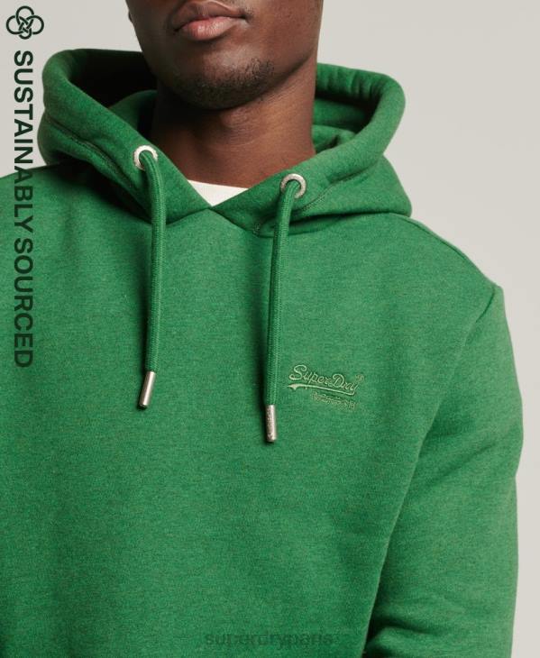 Superdry Hommes sweat à capuche brodé logo vintage en coton bio D64Z5192 vêtements vert