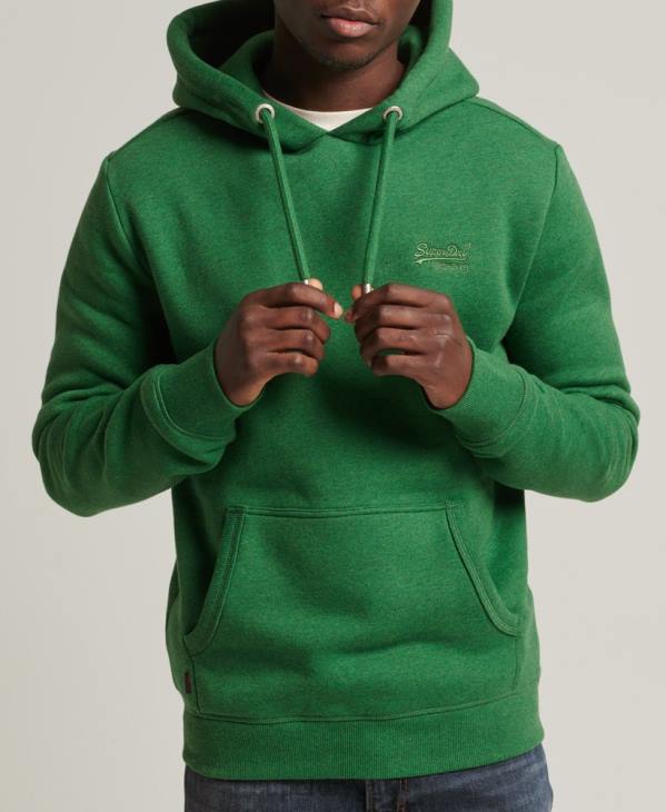 Superdry Hommes sweat à capuche brodé logo vintage en coton bio D64Z5192 vêtements vert