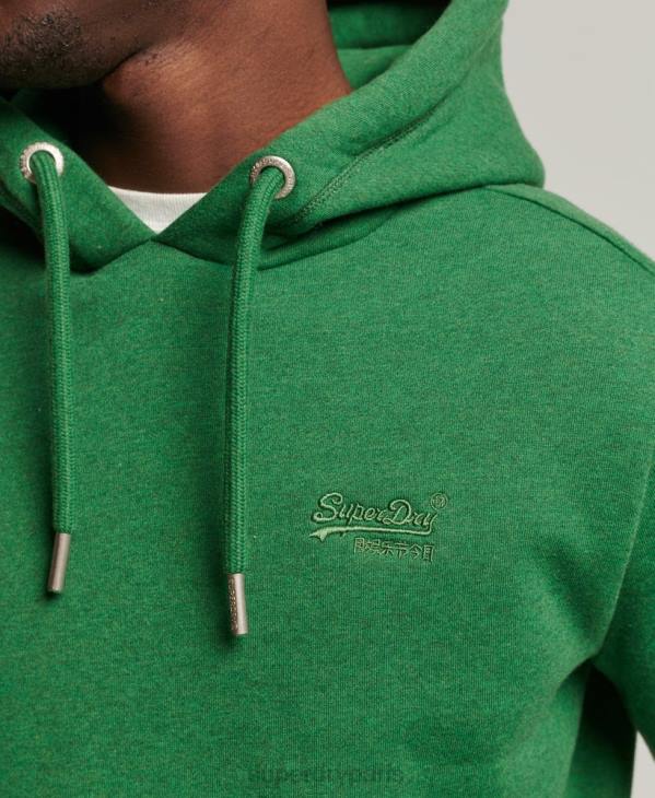 Superdry Hommes sweat à capuche brodé logo vintage en coton bio D64Z5192 vêtements vert