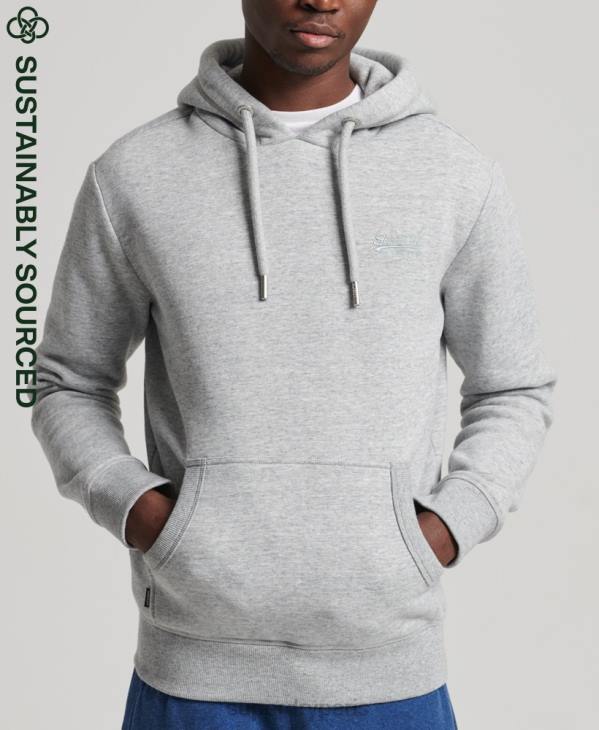 Superdry Hommes sweat à capuche brodé logo vintage en coton bio D64Z644 vêtements gris