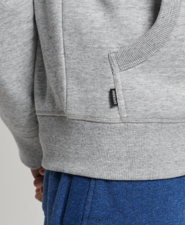Superdry Hommes sweat à capuche brodé logo vintage en coton bio D64Z644 vêtements gris