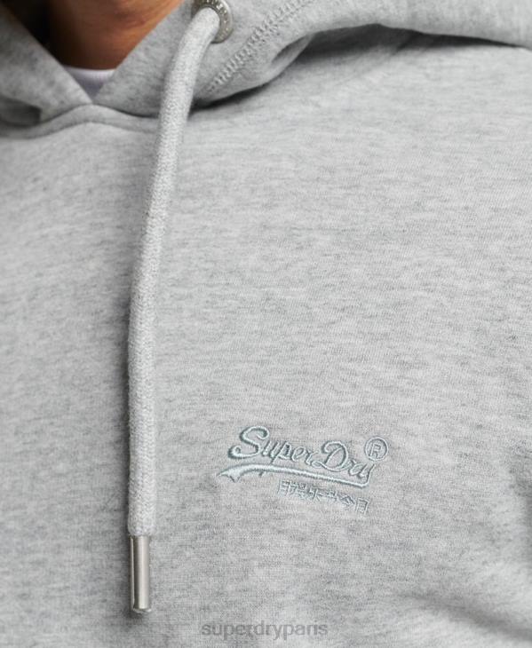 Superdry Hommes sweat à capuche brodé logo vintage en coton bio D64Z645 vêtements gris