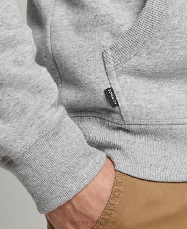 Superdry Hommes sweat à capuche brodé logo vintage en coton bio D64Z645 vêtements gris