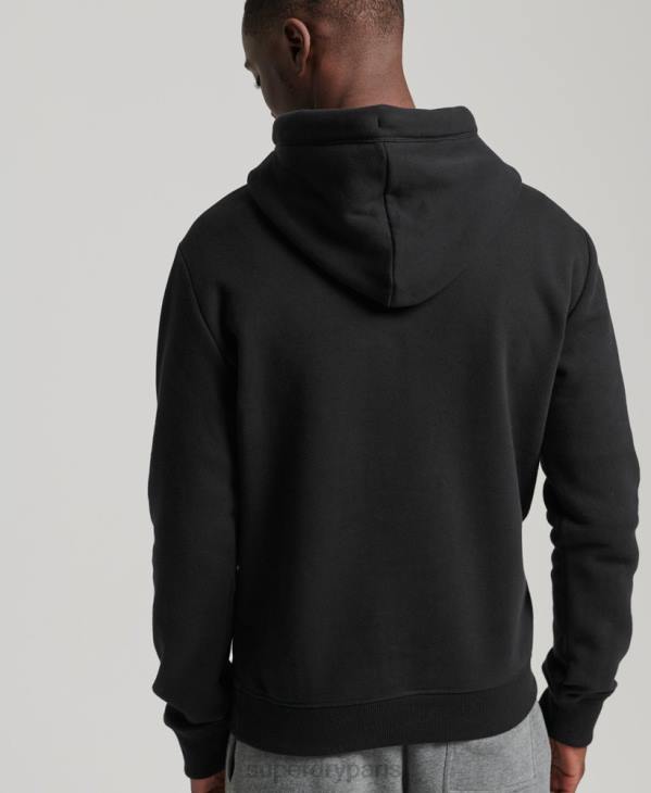 Superdry Hommes sweat à capuche brodé logo vintage en coton bio D64Z716 vêtements noir