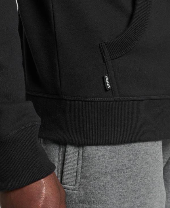 Superdry Hommes sweat à capuche brodé logo vintage en coton bio D64Z716 vêtements noir