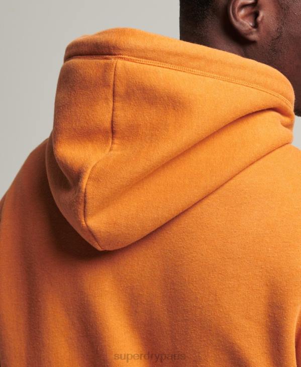 Superdry Hommes sweat à capuche brodé logo vintage en coton bio D64Z744 vêtements jaune