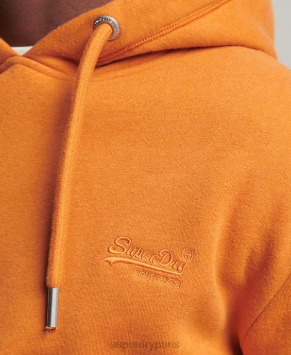 Superdry Hommes sweat à capuche brodé logo vintage en coton bio D64Z744 vêtements jaune